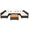 Garden Lounge Set with Cushions Poly Rattan Black – 2X Corner + 4X Middle + Table