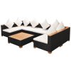 Garden Lounge Set with Cushions Poly Rattan Black – 2X Corner + 4X Middle + Table