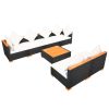 Garden Lounge Set with Cushions Poly Rattan Black – 2X Corner + 4X Middle + Table