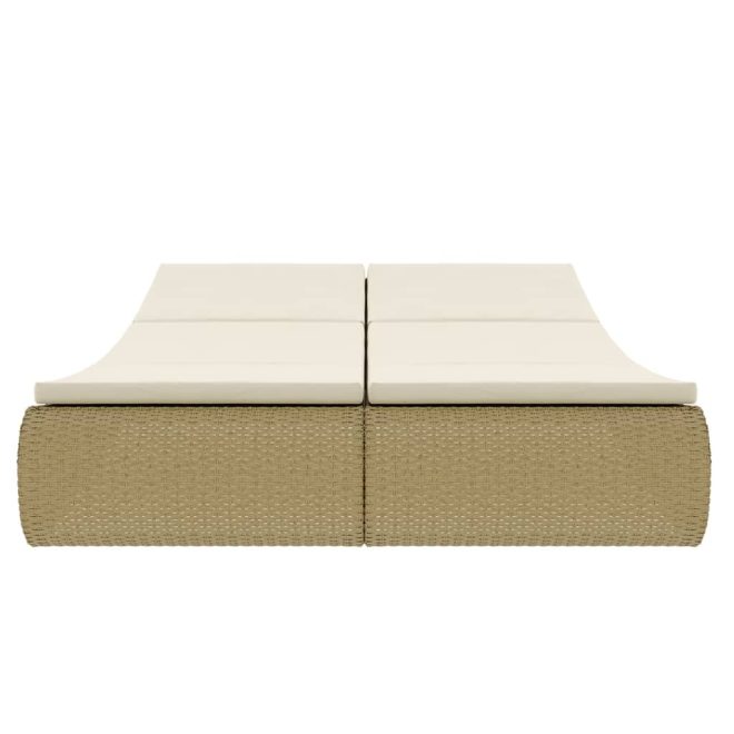 Outdoor Lounge Bed Poly Rattan Beige