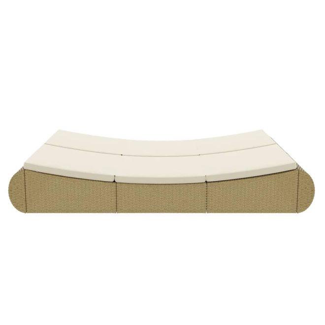 Outdoor Lounge Bed Poly Rattan Beige