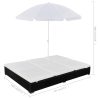 Outdoor Lounge Bed with Umbrella Poly Rattan – Black