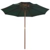 Double Decker Parasol 270×270 cm Wooden Pole – Green