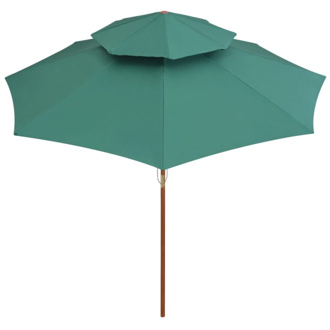 Double Decker Parasol 270×270 cm Wooden Pole – Green