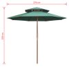 Double Decker Parasol 270×270 cm Wooden Pole – Green