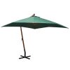 Hanging Parasol 300×300 cm Wooden Pole – Green