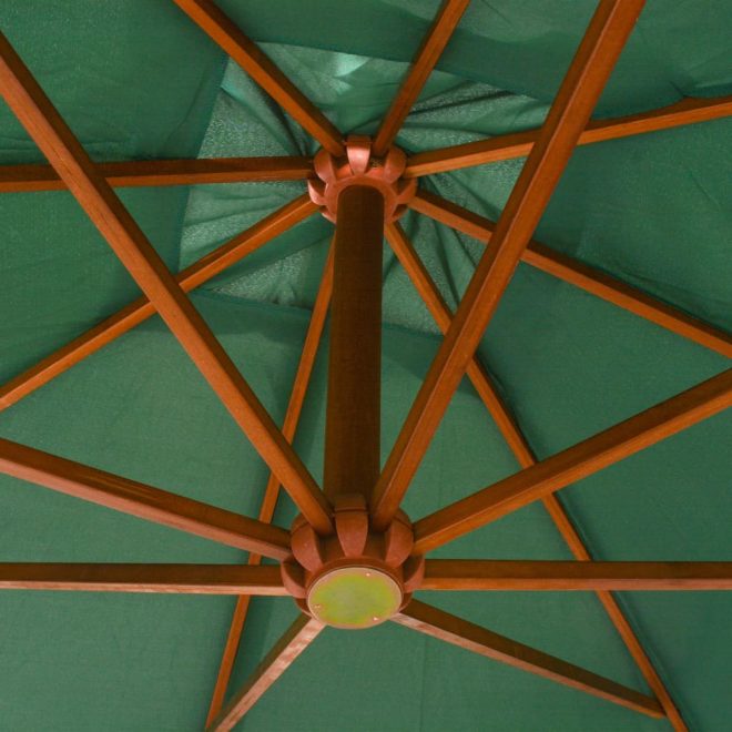 Hanging Parasol 300×300 cm Wooden Pole – Green