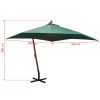 Hanging Parasol 300×300 cm Wooden Pole – Green