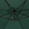 Hanging Parasol with LED Lighting Metal Pole – 300 cm, Green