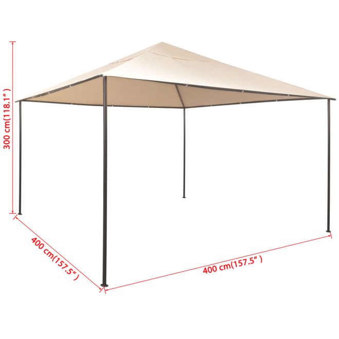 Gazebo Pavilion Tent Canopy Steel – 4×4 m, Beige