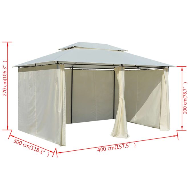 Garden Marquee with Curtains 4×3 m White