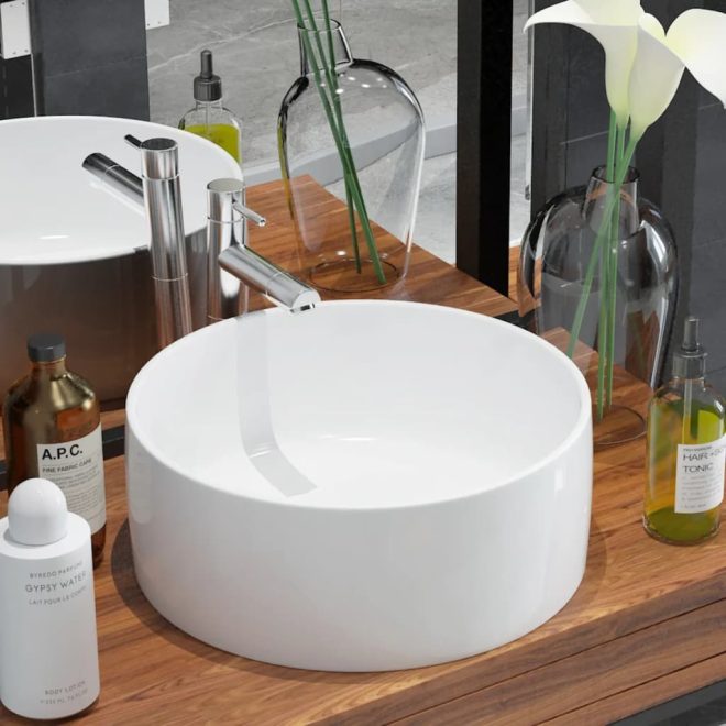 Basin Round Ceramic 40×15 cm – White