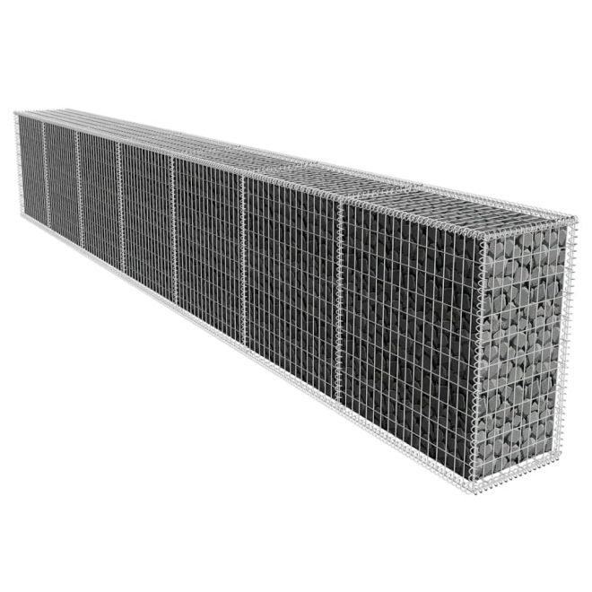 Gabion Wall with Cover Galvanised Steel – 600x50x100 cm