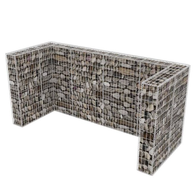 Gabion Single Wheelie Bin Surround Steel – 250x100x120 cm