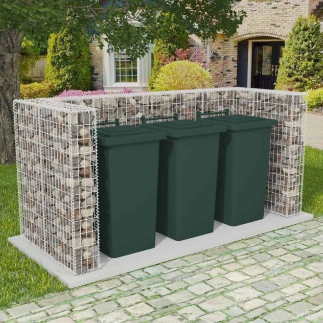 Gabion Single Wheelie Bin Surround Steel – 250x100x120 cm