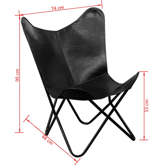 Butterfly Chair Real Leather – Black