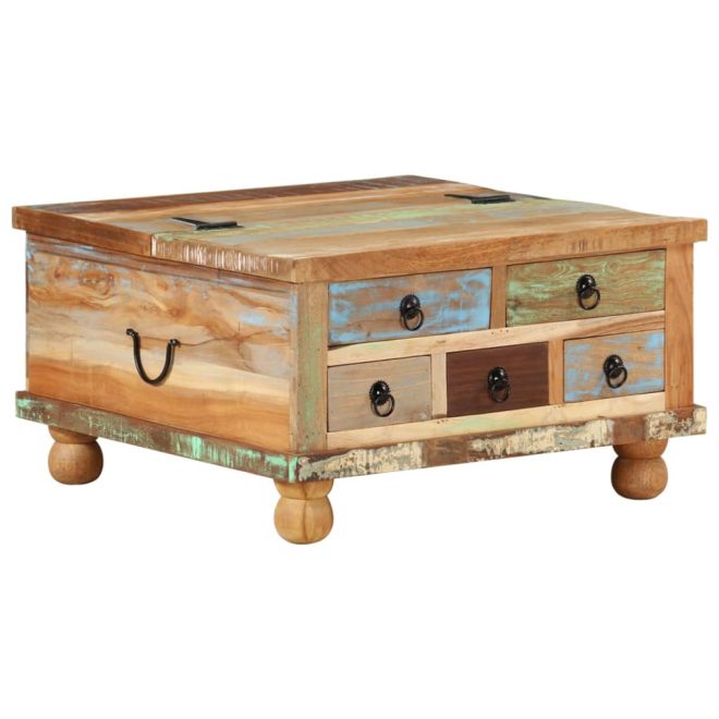 Coffee Table Reclaimed Wood 70x70x38 cm – MULTICOLOUR