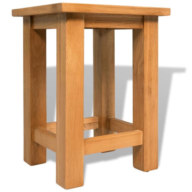 End Table 27x24x37 cm Solid Oak Wood