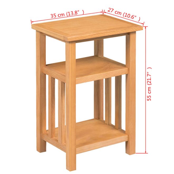 End Table with Magazine Shelf 27x35x55 cm Solid Oak Wood