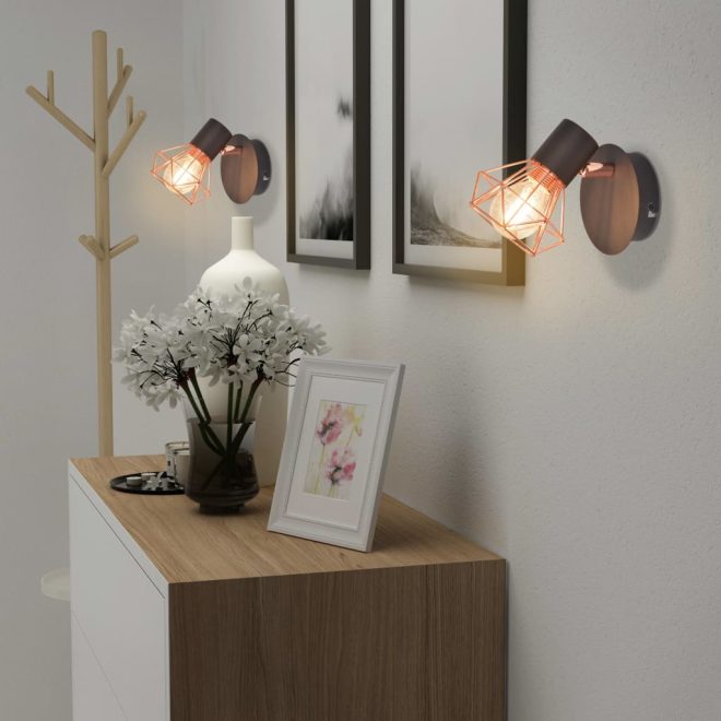 Wall Lamp 2 pcs E14 Black and Copper