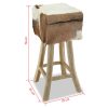 Bar Stool Real Leather and Solid Teak Wood