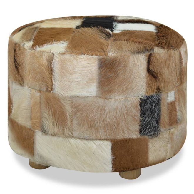 Pouffe Genuine Leather Round 50x50x45 cm