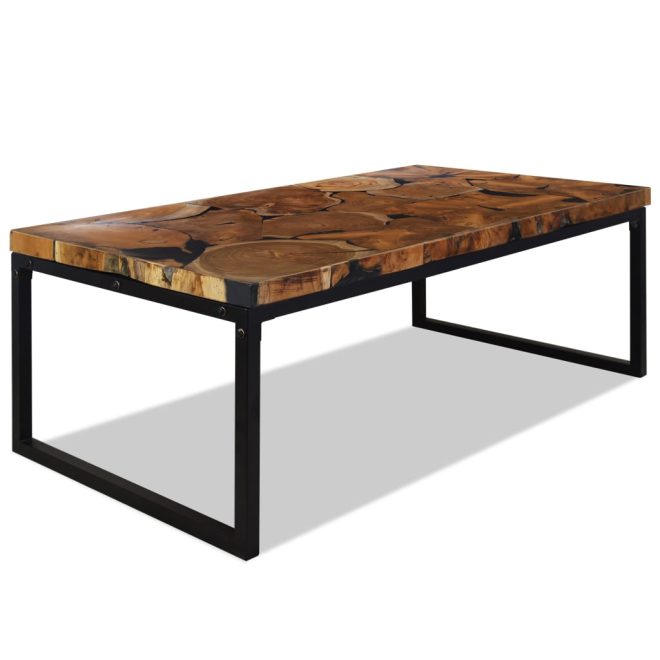 Coffee Table Teak Resin – 110x60x40 cm, Black