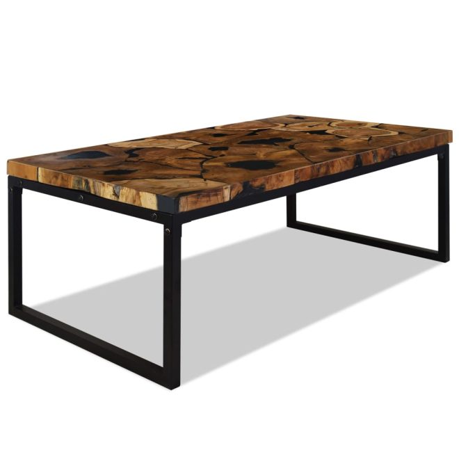 Coffee Table Teak Resin – 110x60x40 cm, Black