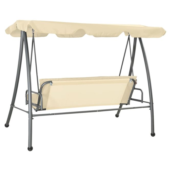 Outdoor Swing Bench with Canopy – White