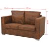 Hadleigh Sofa 137x73x82 cm Artificial Suede Leather – 2-Seater