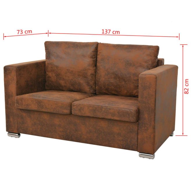 Hadleigh Sofa 137x73x82 cm Artificial Suede Leather – 2-Seater