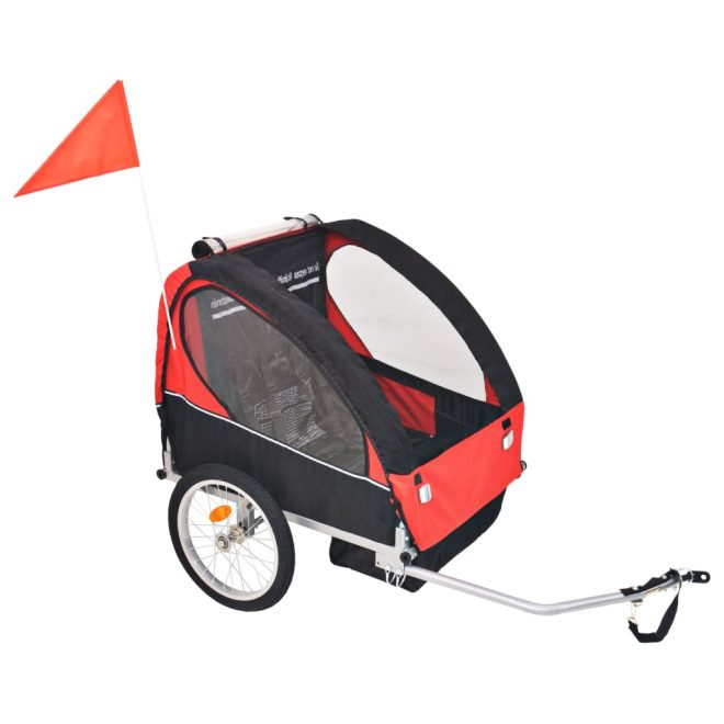 Kids’ Bicycle Trailer 30 kg – Red and Black