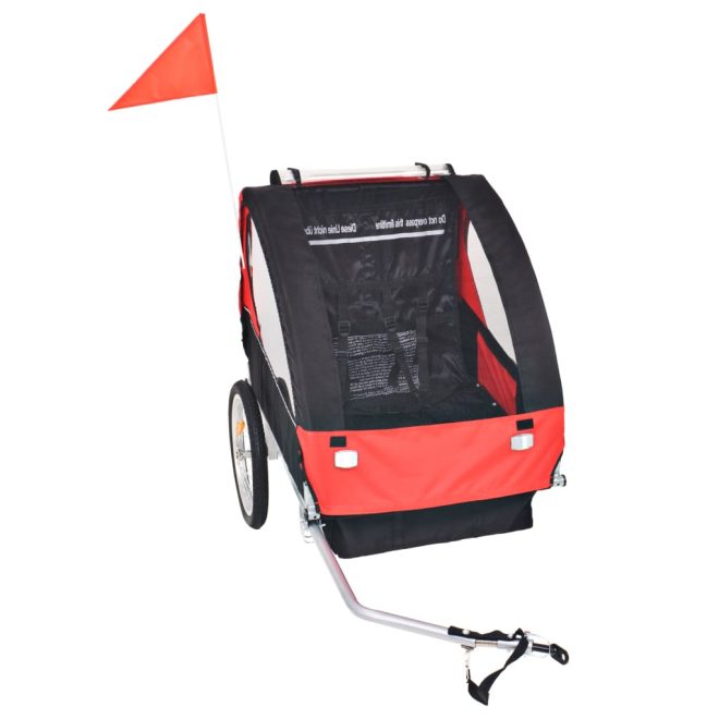 Kids’ Bicycle Trailer 30 kg – Red and Black