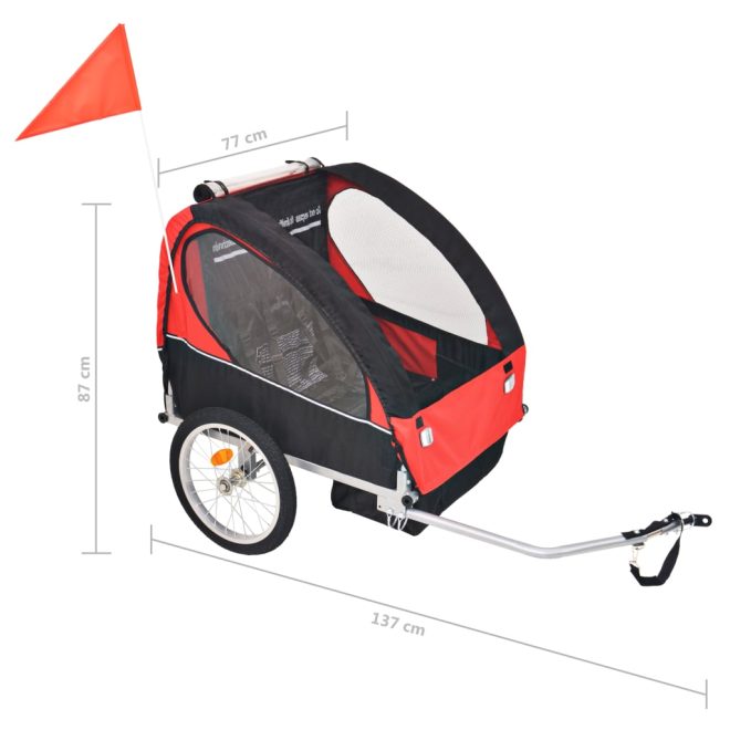 Kids’ Bicycle Trailer 30 kg – Red and Black