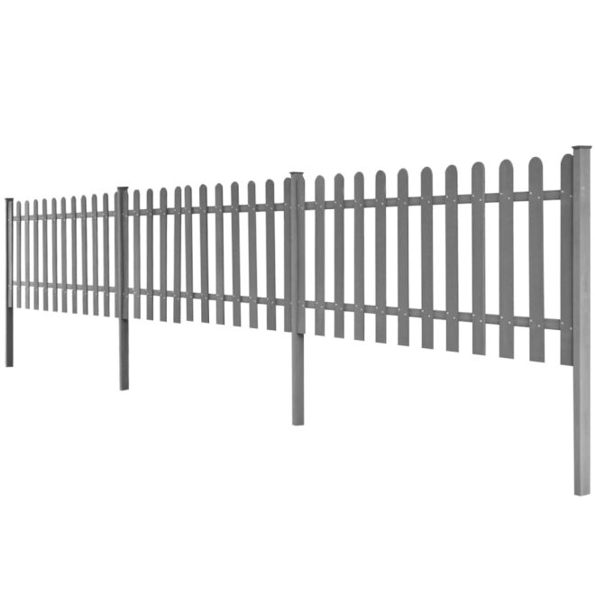 Picket Fence with Posts 3 pcs WPC 600×60 cm