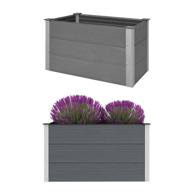 Garden Raised Bed WPC Grey – 100x50x54 cm