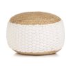 Woven/Knitted Pouffe Jute Cotton 50×35 cm White