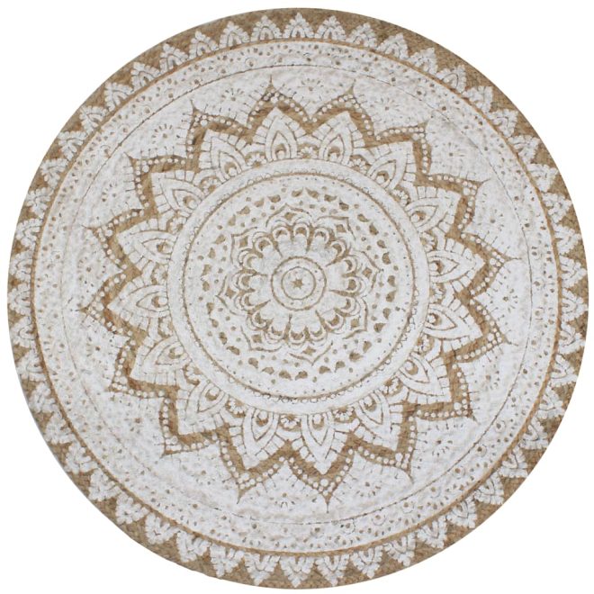 Area Rug Braided Jute Printed Round – 90 cm