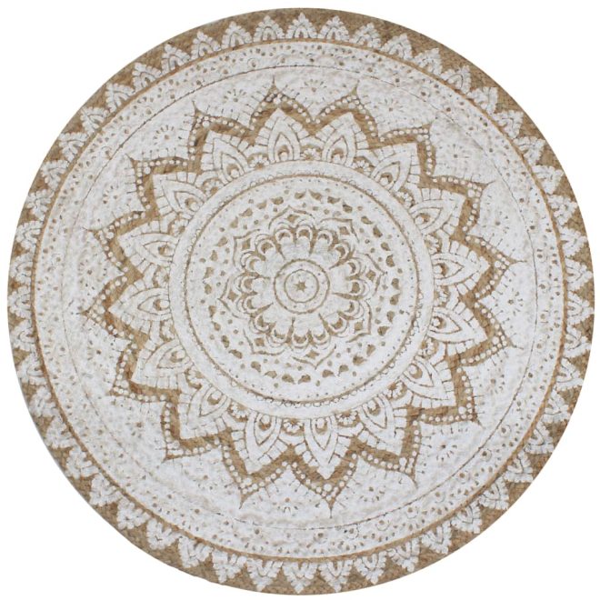 Area Rug Braided Jute Printed Round – 150 cm