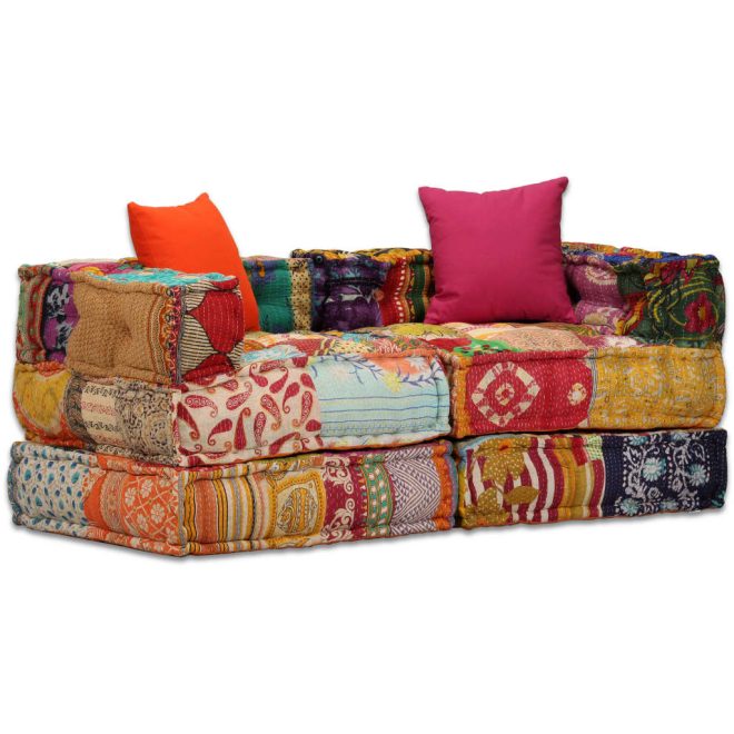 Cardiff 2-Seater Modular Pouffe Fabric – Patchwork