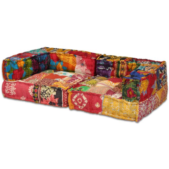 Cardiff 2-Seater Modular Pouffe Fabric – Patchwork