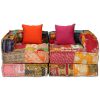 Cardiff 2-Seater Modular Pouffe Fabric – Patchwork