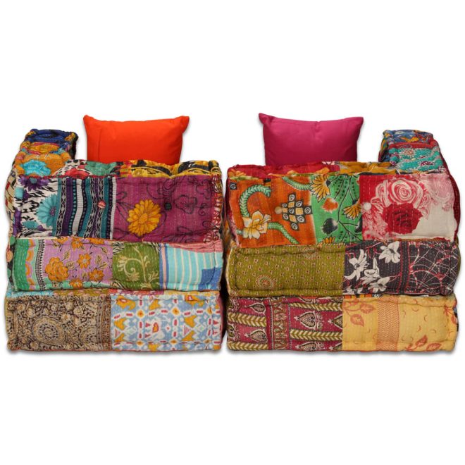 Cardiff 2-Seater Modular Pouffe Fabric – Patchwork