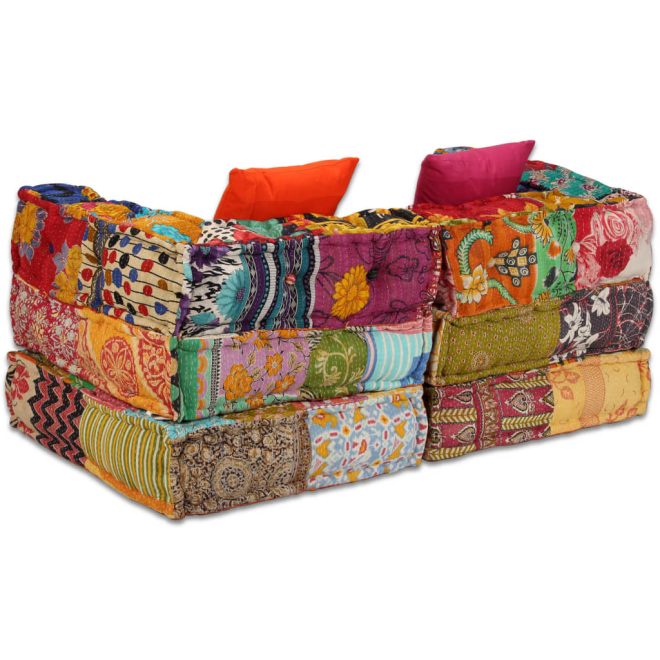 Cardiff 2-Seater Modular Pouffe Fabric – Patchwork