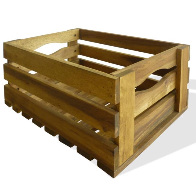 Apple Crate Set 2 Pieces Solid Acacia Wood