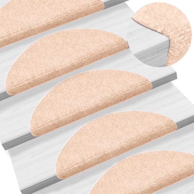 15 pcs Self-adhesive Stair Mats Needle Punch – 56x17x3 cm, Beige