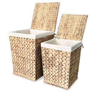 Laundry Basket Set 2 Pieces Water Hyacinth