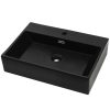 Basin with Faucet Hole Ceramic Black 76×42.5×14.5 cm