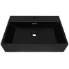 Basin with Faucet Hole Ceramic Black 76×42.5×14.5 cm