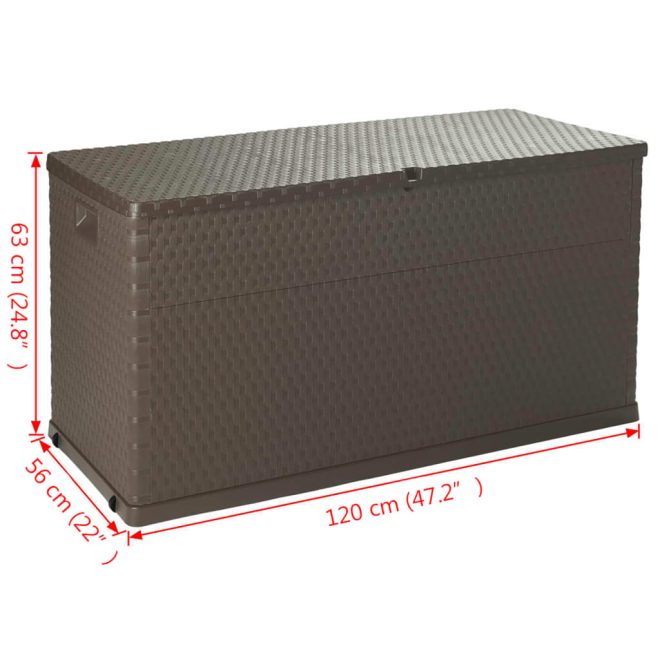 Garden Storage Box 120x56x63 cm PP Rattan – Brown